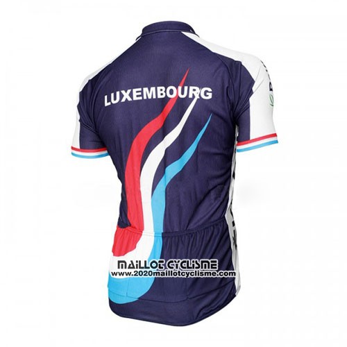 2016 Maillot Ciclismo Luxembourg Bleu et Blanc Manches Courtes et Cuissard